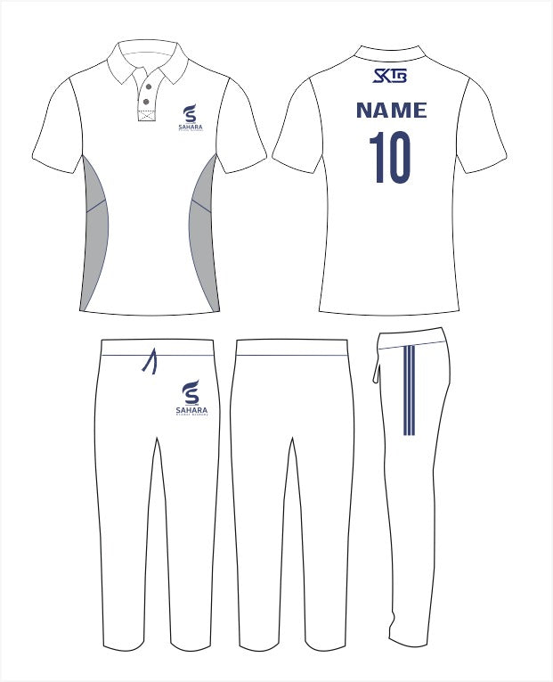 Sahara Academy Cricket Whites Jersey & Pants w Cap