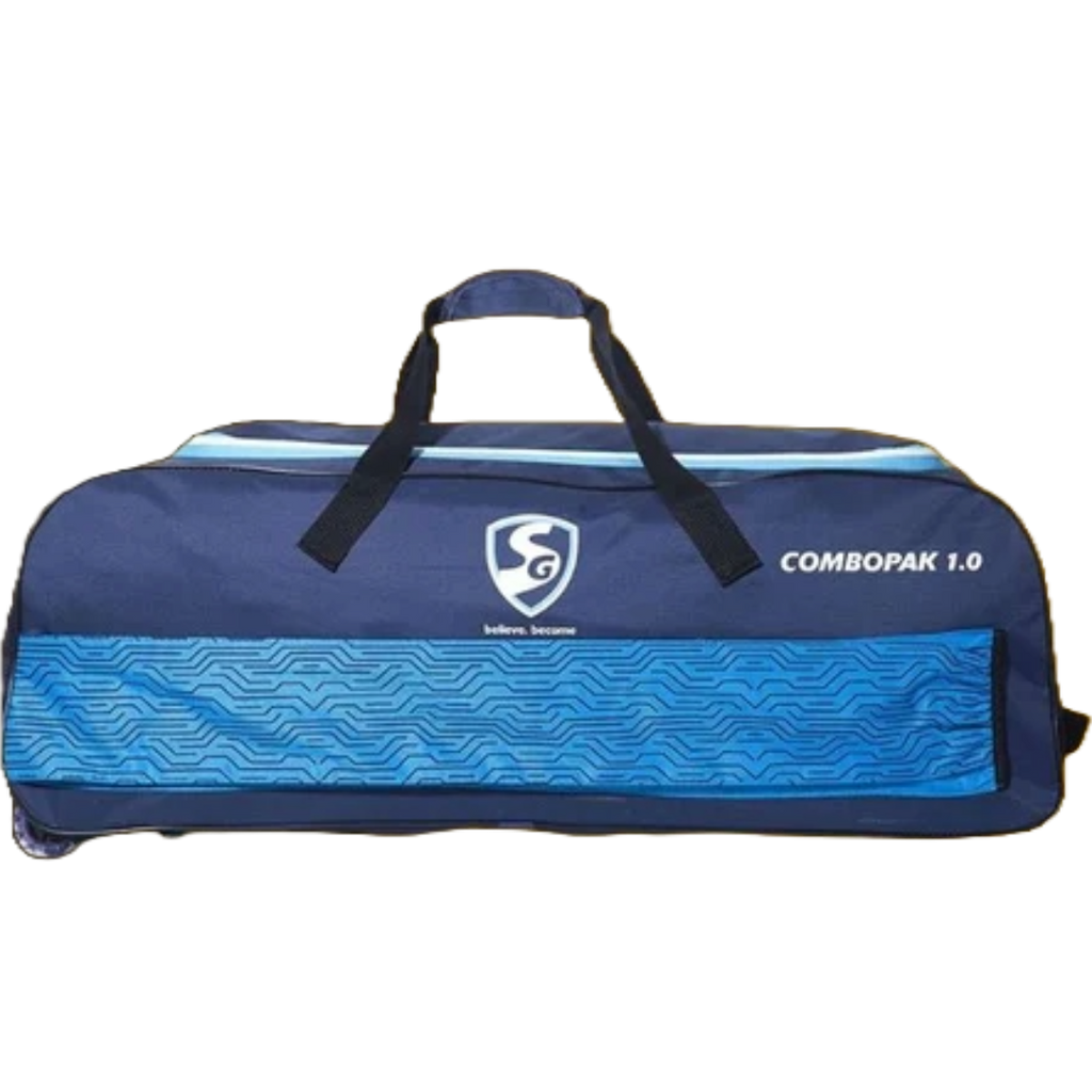 SG Combopak wheelie kit bag · SG cricket kit bag with wheels · SG Combopak 1.0 kit bag · 3 bat cricket trolly bag · water‑resistant cricket duffle wheelie · SG PU-coated kitbag · wheeled cricket gear bag