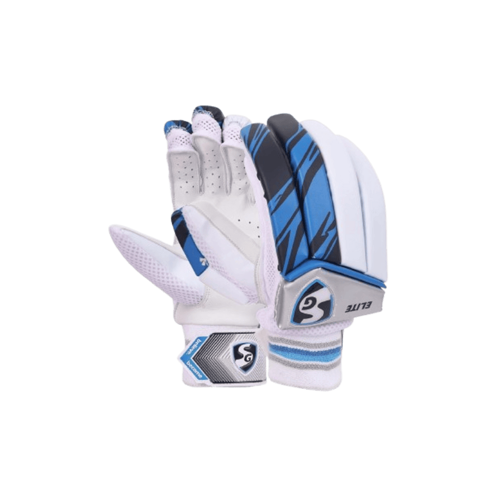 SG Elite batting gloves | leather palm cricket gloves | ventilated batting gloves | HD EVA foam gloves | SG cricket gloves India | elite cricket gloves sizes | eco cotton back batting gloves | premium SG gloves