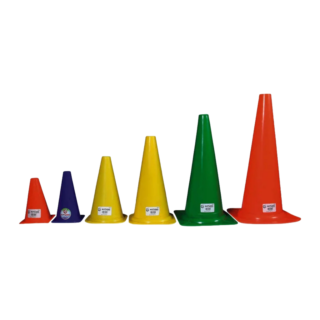 marker cones, training cones, agility cones, soccer cones, cricket cones, field sports cones, pack of 12 cones, exercise cones, plastic field markers, sports training cones