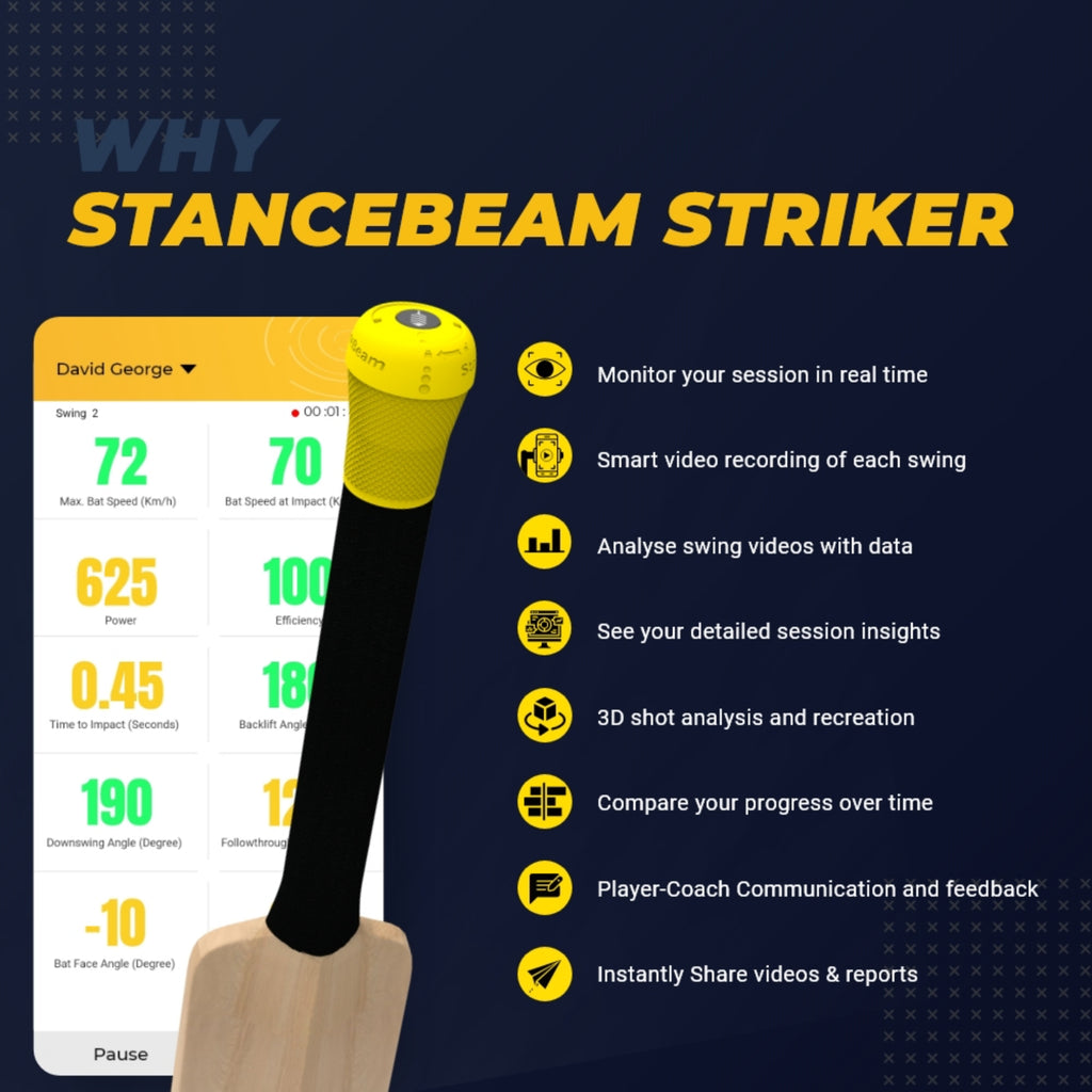 cricket bat sensor, stancebeam striker price, stancebeam cricket bat sensor review, stancebeam connect, striker by shikhar dhawan, real time feedback